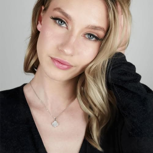 SHINYY 2 Side Crystal Clover Necklace for Women | 18K Gold Plated Four Leaf Lucky Pendant | 4 Leaf Cubic Zirconia Jewelry for Her thumbnail 4