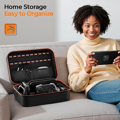 COOWPS Switch 2 Case for Nintendo Switch 2(2025), with 4Pcs Thumb Grips, 20 Game Card Slots, Hard Shell Full Protection All In One Carrying Case for Switch 2 Accessories Pro Controller, Black thumbnail 5