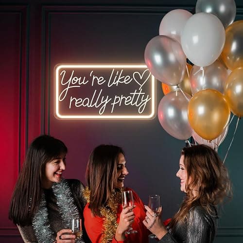 You'Re Like Really Pretty Neon Sign, Warm White Led Neon Signs for Wall Decor,You'Re Like Really Pretty Led Light Sign for Girls Room Vanity Bedroom Offices Decor Boutique Really Her Signs thumbnail 7