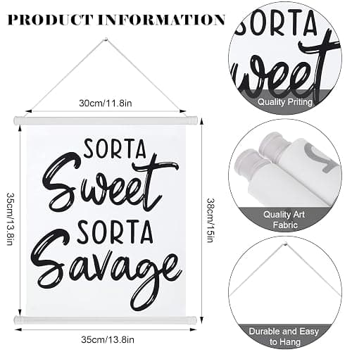 Spakon Teenager Girl Room Decor Sorta Sweet Sorta Savage Sign Aesthetic Hanging Stuff Cute Room Minimalist Wall Decor Bedroom Porch Aesthetic Decorations for Teen Girls thumbnail 2