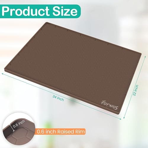 FORWOS Waterproof Under Sink Mat 34" x 22", Silicone Cabinet Liner, Rubber Protector for Kitchen and Bathroom, Keeps Cabinets Clean, Dry, and Organized (Brown) thumbnail 2