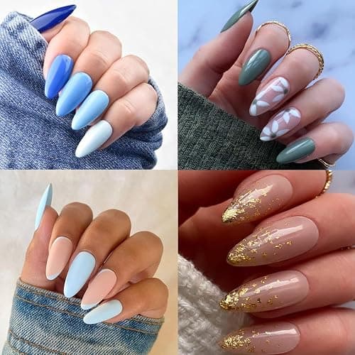 UNA GELLA Almond Gel Nail Tips, 504PCS Pre Etched Clear Fake Nails Tips Medium Almond Shape - 12 Sizes Full Cover Soft Acrylic Press On Nail Extensions No C Curve Gift for Diy at Home - A0-Medium Almond thumbnail 2
