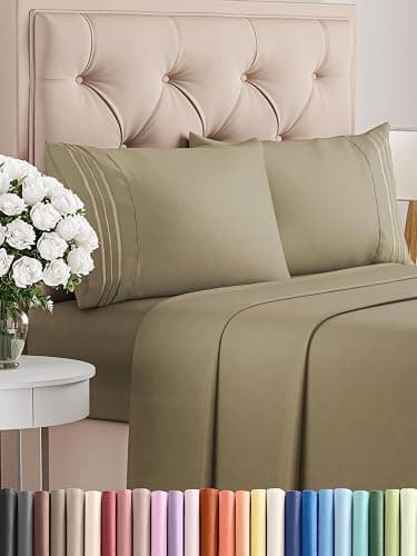 Queen Size 4 Piece Sheet Set - Comfy Breathable & Cooling Bed Sheets Set - Hotel Luxury Bedding for Women, Men, Kids, Teens, Boys & Girls - Deep Pockets, Ultra-Soft, Wrinkle Free - Oeko-Tex - Khaki - Image 1