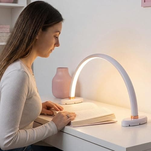 obcd Half Moon Light for Nail Desk 16 inch Nail Desk Light Half Moon Lamp Portable Arch Lamp Dimmable with Foldable Bracket for Desk Salon Table Use, 3 Color Temperature thumbnail 7