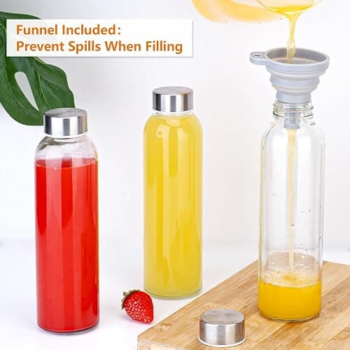 Zukro Glass Water Bottles with Lids 18 oz, 10 Pack Reusable Juice Bottles With Stainless Steel Airtight Cap for Juicing, Leak Proof Clear Drinking Jar Beverage storage container for Fridge, BPA Free thumbnail 6