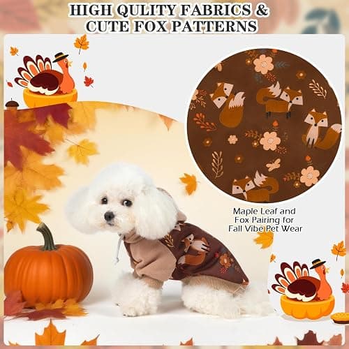 EXPAWLORER Fall Dog Hoodie,Thanksging Dog Sweater Costume,Winter Autumn Fleece Sweatshirt with Pattern,Pet Clothes Outfits for Puppy,Cat, Small Medium Large Dogs thumbnail 4
