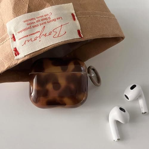 aaknhen Tortoise Shell Case for AirPods 4th Generation(2024) Brown Cheetah Print Case with Keychain Protective Cute Case with Lock for Women Men(for AirPods 4,Brown Tort) thumbnail 4