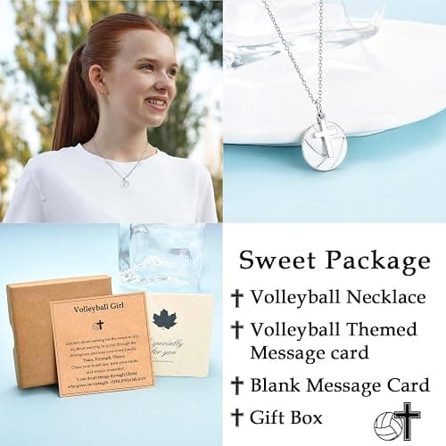 Softball Soccer Volleyball Basketball Baseball Necklace for Girls, Teen Girl Trendy Sports Stuff Accessories Cross Neckalce Jewelry Birthday Christmas Valentines Easter Baptism Graduation Gifts thumbnail 5