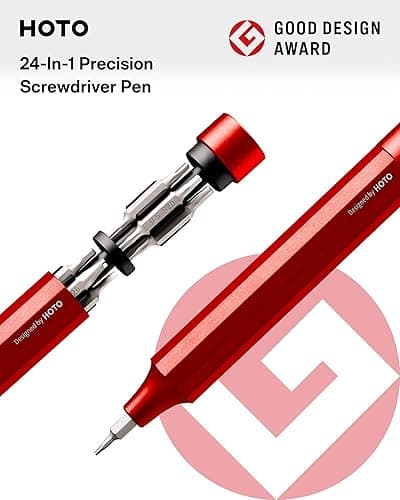 HOTO 24 in 1 Multi Bit Mini Screwdriver Set Magnetic, Manual Precision Screwdriver Set, EDC Pen Screwdriver for Eyeglasses, Electronics, Watches, Phones, Laptops, Cameras, Cinnabar Red - Cinnabar Red thumbnail 3