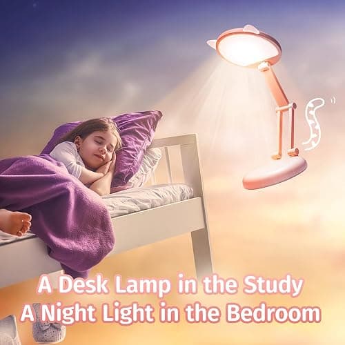One Fire Cute Desk Lamp Pink Dorm Lamps for College Girls Foldable Portable Rechargeable Dimmable Cute Cat Lamp Kawaii Room Decor,College Dorm Decor for Girls Pink Classroom Essentials thumbnail 6