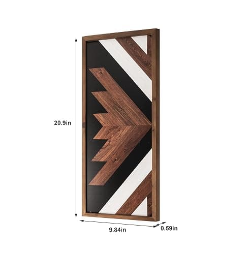 flangairy 2 Pcs Aztec Wall Decor With Wood Framed, 20.9x9.8 Inch Wooden Western Wall Art, Southwestern Native American Boho Bathroom Bedroom Living Room Rustic Home Decoration thumbnail 3