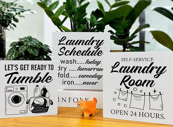 Laundry Room Decor for Home Farmhouse Laundry Tiered Tray Decor 3 Pcs Decorative Wood Box Signs Table Desk Shelf Decoration thumbnail 2