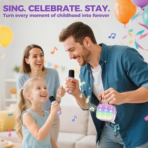 YLL Karaoke Machine for Kids,Birthday Gifts for Girls 3 4 5 6 7 8+Years Old | 2 Wireless Microphones, 5 Magic Voices, Mini Portable Bluetooth Speaker, Family Home Party Present Toys for Ages 4-12 thumbnail 7