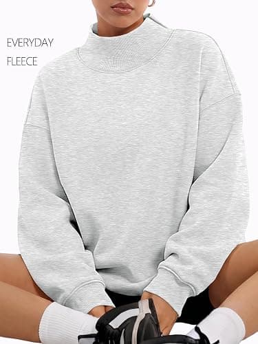 Trendy Queen Womens Mock Neck Sweatshirts Oversized Pullover Fall Outfits | Fall Fashion Clothes 2026,Long Sleeve Tops,Comfort Soft Fleece,Travel Casual Work Lounge Daily Outfit thumbnail 3