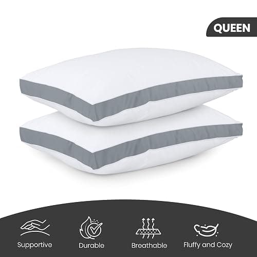 Utopia Bedding Bed Pillows for Sleeping Queen Size (Grey), Set of 2, Cooling Hotel Quality, Gusseted Pillow for Back, Stomach or Side Sleepers thumbnail 3