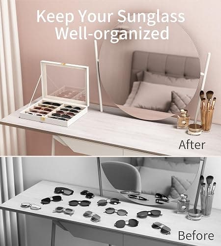 NEWLOOP 10/30 Slots Sunglass Organizer for Multiple Pairs of Eyeglass See-through Display Case Storage Box for Women Men thumbnail 4