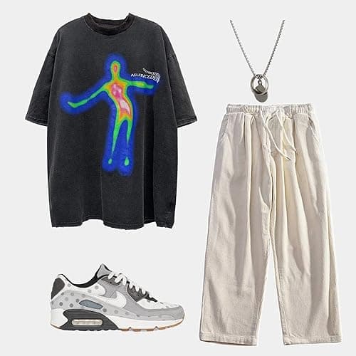 Aelfric Eden Mens Oversized T Shirts Tees Distorted Portrait Print Crew Neck Cotton Tops Streetwear Casual Shirt thumbnail 8