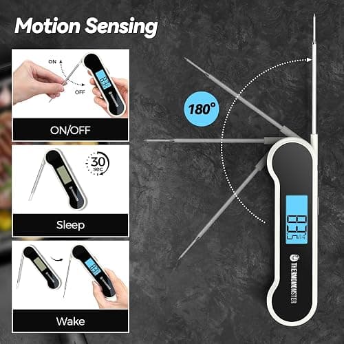 0.5 Sec Instant Read Meat Thermometer Digital with ±0.5℉ Precision, Food Thermometer for Cooking Kitchen Gadgets, Oven Grill Candy BBQ Essentials Accessories, Gifts for Him Dad Men Birthday, White thumbnail 5