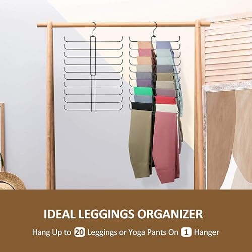 ZEDODIER Legging Organizer for Closet, 2 Pack Rotatable Yoga Pants Hanger for Women's XS-XL and Girls' Leggings, Holds Up to 40 Pairs, Space-Saving Closet Organizers and Storage, Black thumbnail 4