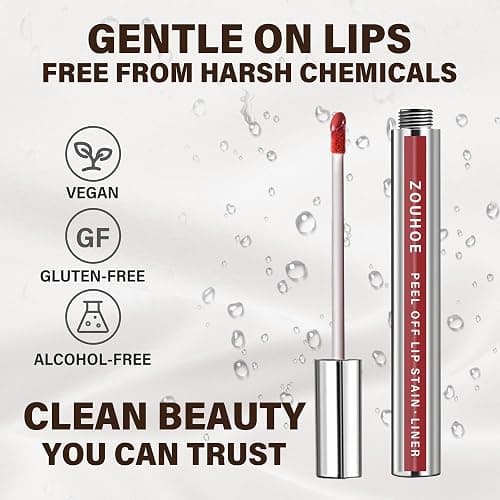 ZOUHOE Peel Off Lip Stain Set – 3 Colors Long Lasting Lip Tint, Smudge-Proof, Transfer-Proof, Kiss-Proof, Vegan Lip Makeup Gift for Her thumbnail 4