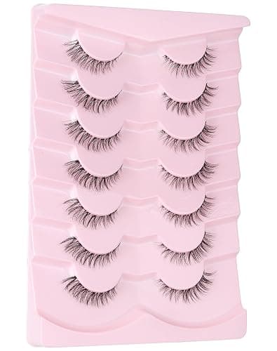Jiocolor Cat Eye Lashes Wispy Fake Lashes Clear Band Strip Lashes ZT20 | Lashes Natural Look Short Eyelashes Clear Band False Eyelashes 7 Pairs thumbnail 8