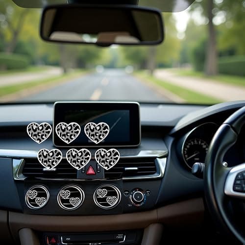 6 Pcs Heart Air Vent Clips, Cute Heart Cars Air Fresheners Vents Clips Funny Cars Diffuser Vent Clips Car Interior Decor Charm Cute Car Accessories Decoration for Women Automotive (Leopard Texture) thumbnail 8