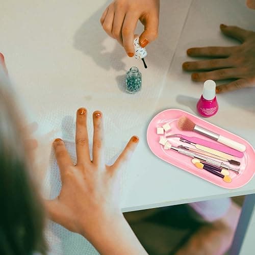 cgllwnmix Nail Tray Pink Manicure Tool Tray Display Nail Art Dish Storage Oval Manicure Tray Jewelry Rhinestone Cosmetics Organizer Decorative Small Storage Plate thumbnail 5