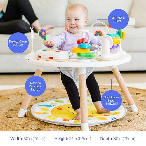 Move2Play 4-in-1 Baby Activity Center | Montessori-Inspired Design | 8 Interactive Toys | Tummy Time, Exersaucer & Toddler Table | Shower Gift | Essential | Must Have for 3, 6, 12 Month Old (Sun) thumbnail 4