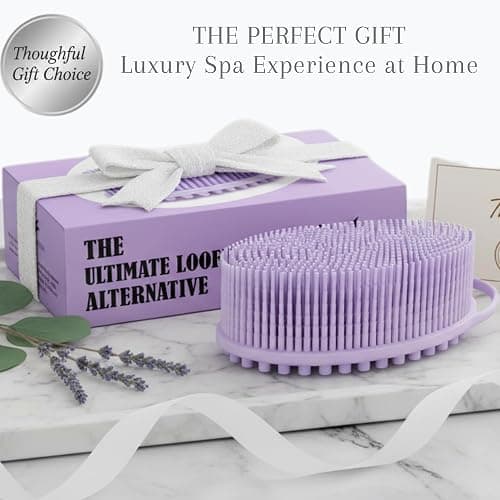 Silicone Body Scrubber for Shower - Gentle Exfoliating Back Scrubber with Soft Bristles - Avilana Premium Dual Sided Bath Brush Massage - Loofah Alternative for Sensitive Skin - Gift Women Men thumbnail 6