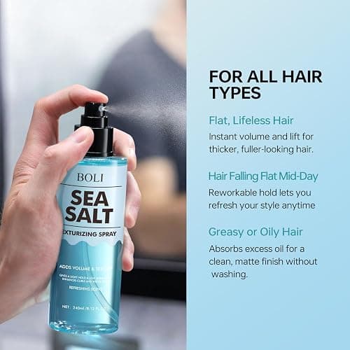 BOLI Sea Salt Spray for Men & Women, Adds Instant Volume, Light Hold, Texture, Thickening Curly Fine Hair Texturizing Water (8.12 FL.OZ) thumbnail 5