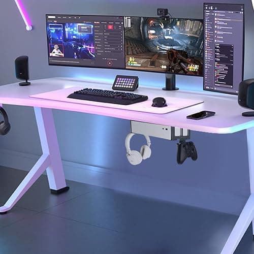 Chanvoo Aluminum Under Desk Mount Compatible with Xbox Series S, Xbox One S/X, Xbox 360, Securing Under Desk Bracket with Detachable Controller & Headphone Holder Kit No Drill (Black) thumbnail 2