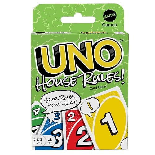 Mattel Games UNO House Rules Card Game for Kids, Adults, Families, Game Night & Parties, Players Can Make Up Rules - Image 1