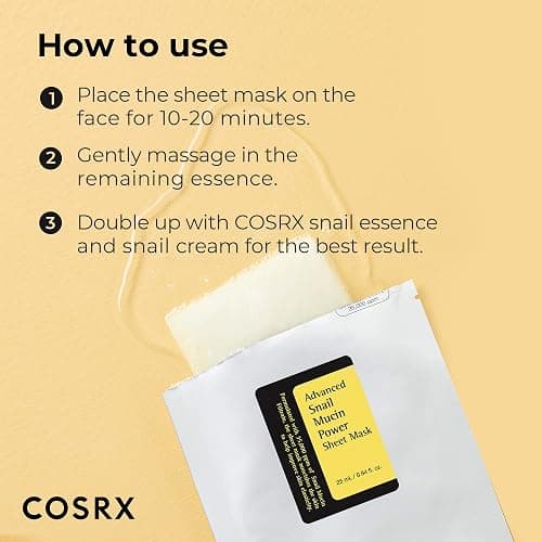 COSRX Snail Mucin Sheet Mask 10 EA with Snail Mucin Serum, Self Care, Face Masks for Dry, Sensitive Skin, Not Tested on Animals, No Parabens, No Sulfates, Korean Skin Care - 10 Count (Pack of 1) thumbnail 3