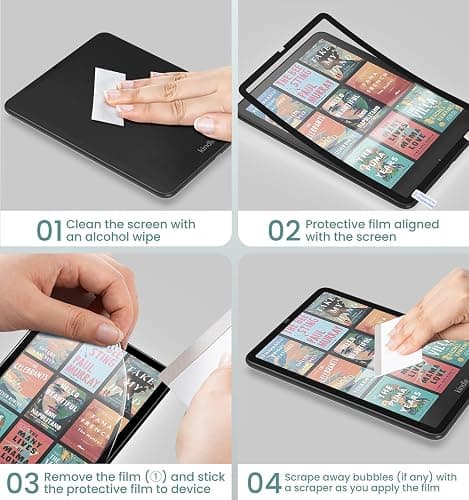 MoKo 2 Pack Screen Protector for 7" Kindle Paperwhite 12th Generation 2024 and Kindle Colorsoft Signature Edition, Anti-Glare Premium PET Protective with Black Frame Matte Screen Protector thumbnail 8