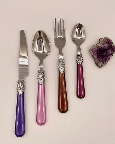 The Original Brink House Gala Mix & Match Stainless Steel Cutlery Set with High-Sheen Baroque Handles / 16 pieces with Metal Stand, Lifestyle utensils set for home, first apartment, dorm, dinner party thumbnail 4