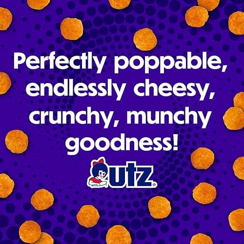 Utz Cheese Balls Barrel, Tasty Snack Baked with Real Cheddar Cheese, Delightfully Poppable Party Snack, Gluten, Cholesterol and Trans-Fat Free, Kosher Certified, 36.5 Oz thumbnail 8