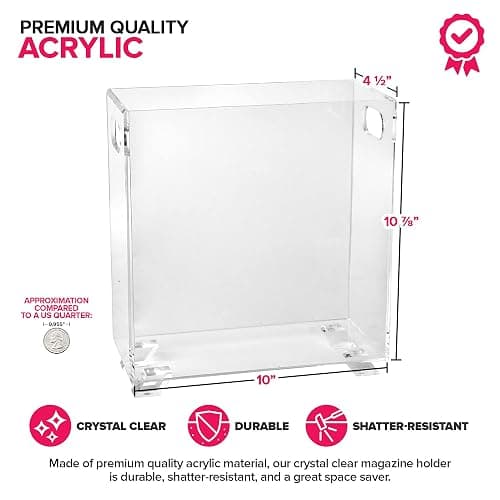 Stock Your Home Acrylic Magazine Holder - Crystal Clear Holder - Shatterproof - Open Top - Space Saver - For Magazines, Publications, Office Desk, Reception, Waiting Room thumbnail 2