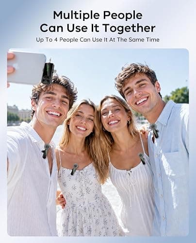 Bayanbulu 4 Packs Wireless Lavalier Microphone for iPhone Android Camera | Mini Clip-On Mic with Noise Reduction for 4-Person Video Recording, Interviews, Podcasts, YouTube, TikTok & Vlogging thumbnail 2