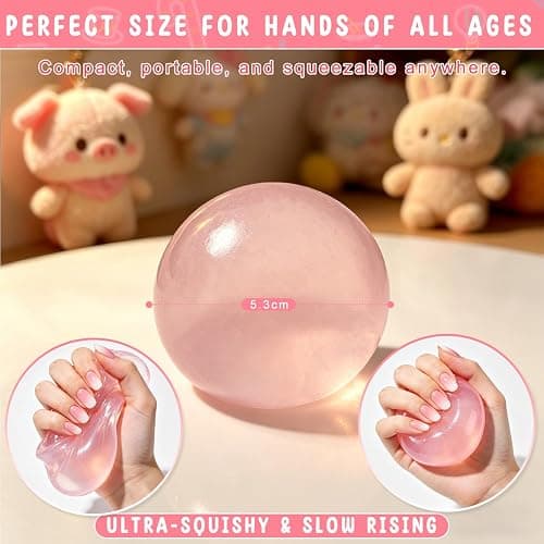 Coconut Oil Squishy, Coconut Oil Stress Ball – Formable No-Rebound Stress Relief Balls, for Adult Calming Desk Decor Anxiety Relief Gifts (Pink) thumbnail 4