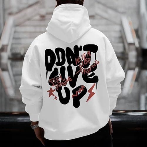 Wedsadl Graphic Streetwear Hoodies For Men Vintage Hoodie Inspirational Sweatshirts Positive Letter Print Cotton Pullover thumbnail 3