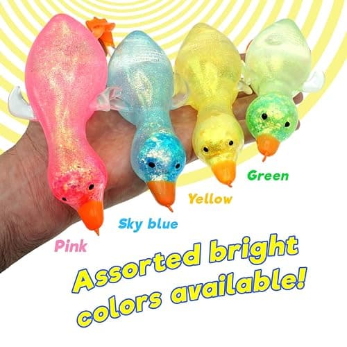 JA-RU Squishy Glitter Ducks (1 Stretchy Duck Toy Assorted) Kids Squishy Fidget Toys. Animal Stress Balls. Stress Relief Sensory Toys. Bulk Party Favors Easter Basket Stuffers. 4536-1s thumbnail 4