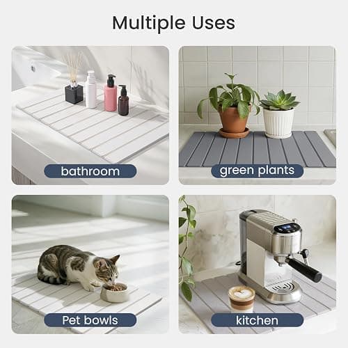 Meowoo Foldable Stone Bath Mat, 23.6"x15.3" Diatomaceous Earth Bath Mat, Non-Slip Quick Dry Bathroom Floor Mats, Super Absorbent, Easy to Clean, Stone Bathroom Floor Mats for Bathtub Front - White thumbnail 7