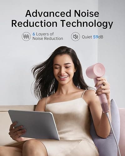 Laifen Hair Dryer SE, Blow Dryer with Diffuser & Nozzle for Curly Hair, 200M Ionic Hair Dryer with 105,000 RPM Low Noise Brushless Motor for High-Speed Drying, for Travel & Home 2024 Upgraded (Pink) thumbnail 4