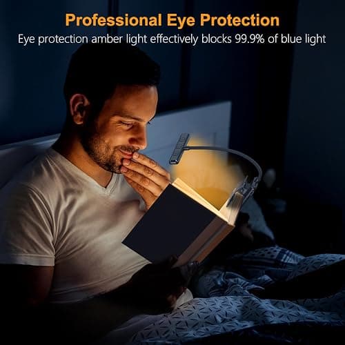 Gritin 19 LED Rechargeable Book Light for Reading in Bed with Memory Function- Eye Caring 3 Color Temperatures,Stepless Dimming Brightness,80 Hrs Runtime Clip on Light for Book Lovers-Pacific Blue thumbnail 5