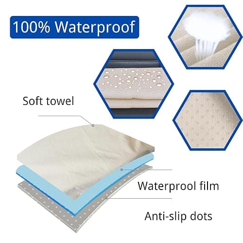 Hirritale Waterproof Car Seat Cover for Front Seats, Protector for Cars SUVs Trucks, Sweat Towel Seat Covers Bucket for Gym,Workout,Beach,Hiking,Running Swimming(Beige, 1PC) thumbnail 2