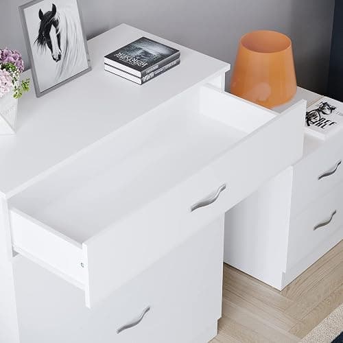 Vida Designs White Chest of Drawers, 5 Drawer With Metal Handles and Runners, Unique Anti-Bowing Drawer Support, Riano Bedroom Furniture - White - Single thumbnail 4