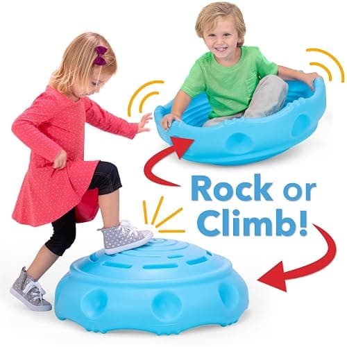 Simplay3 Two Sided Rock Around Wobble Disk and Climbing Dome 2 Pack for Toddlers and Kids - Rocking and Climbing - Indoor/Outdoor, Made in USA (Blue) thumbnail 5