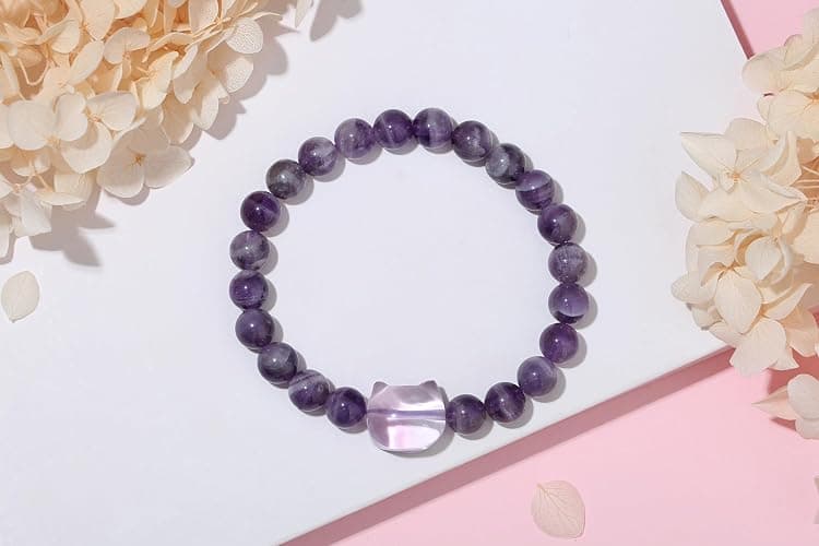 XIANNVXI Crystal Bracelet for Women Men 8 mm Natural Stone Beaded Bracelets Cat Bracelets Cross Bracelets Heart Bracelelt Jewelry for Women Birthday Gifts Stretch Bracelet thumbnail 6