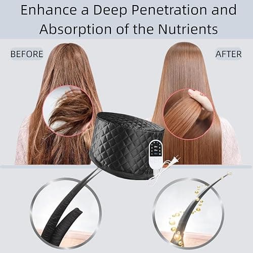 Hair Steamer for Natural Hair (Home Use) - 10-Speed Temperature Control, Fast Heating & Deep Strand Nourishment Heat Cap thumbnail 5