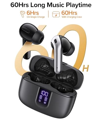 TAGRY Bluetooth Headphones True Wireless Earbuds 60H Playback LED Power Display Earphones with Wireless Charging Case IPX5 Waterproof in-Ear Ear buds with Mic for TV Smart Phone Laptop Computer Sports thumbnail 4